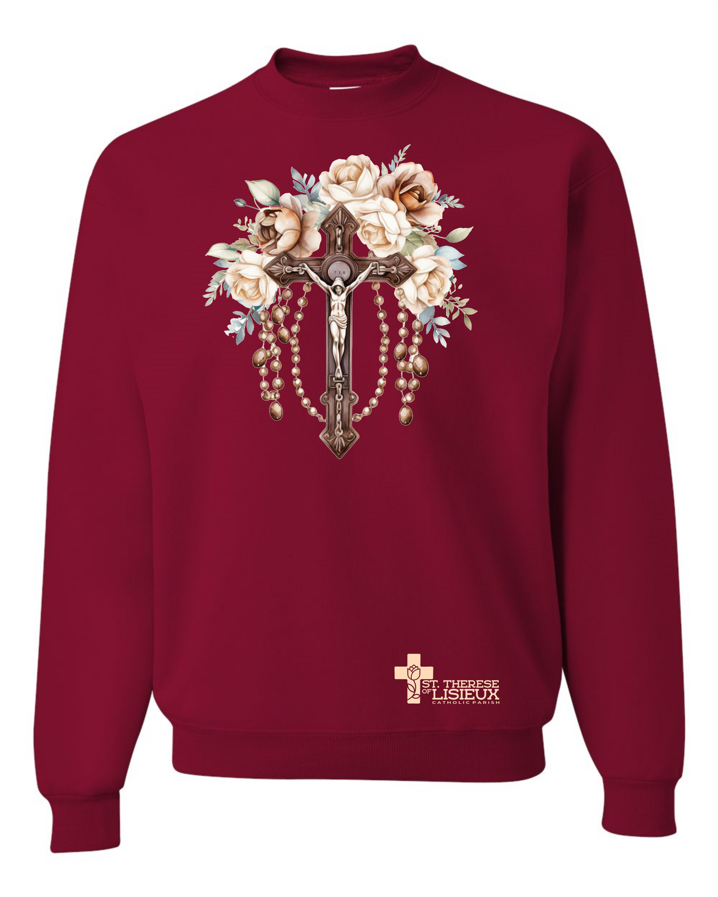 Crucifix with Roses Crewneck Sweatshirt