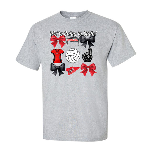 Youth Volleyball Bow Coquette Tee