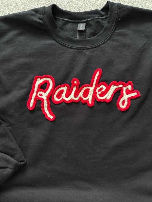 Chenille stitched Raiders crewneck