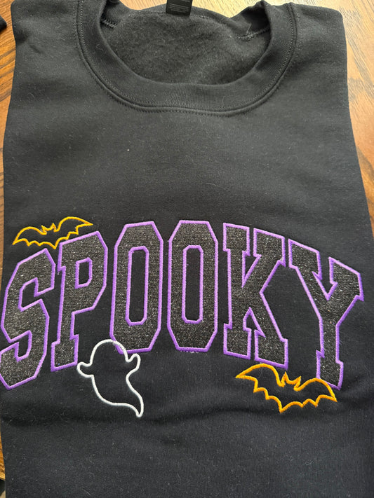 Spooky embroidered sweatshirt with glitter