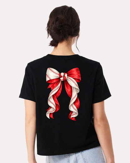 Customizable Baseball Heart with Bow Back