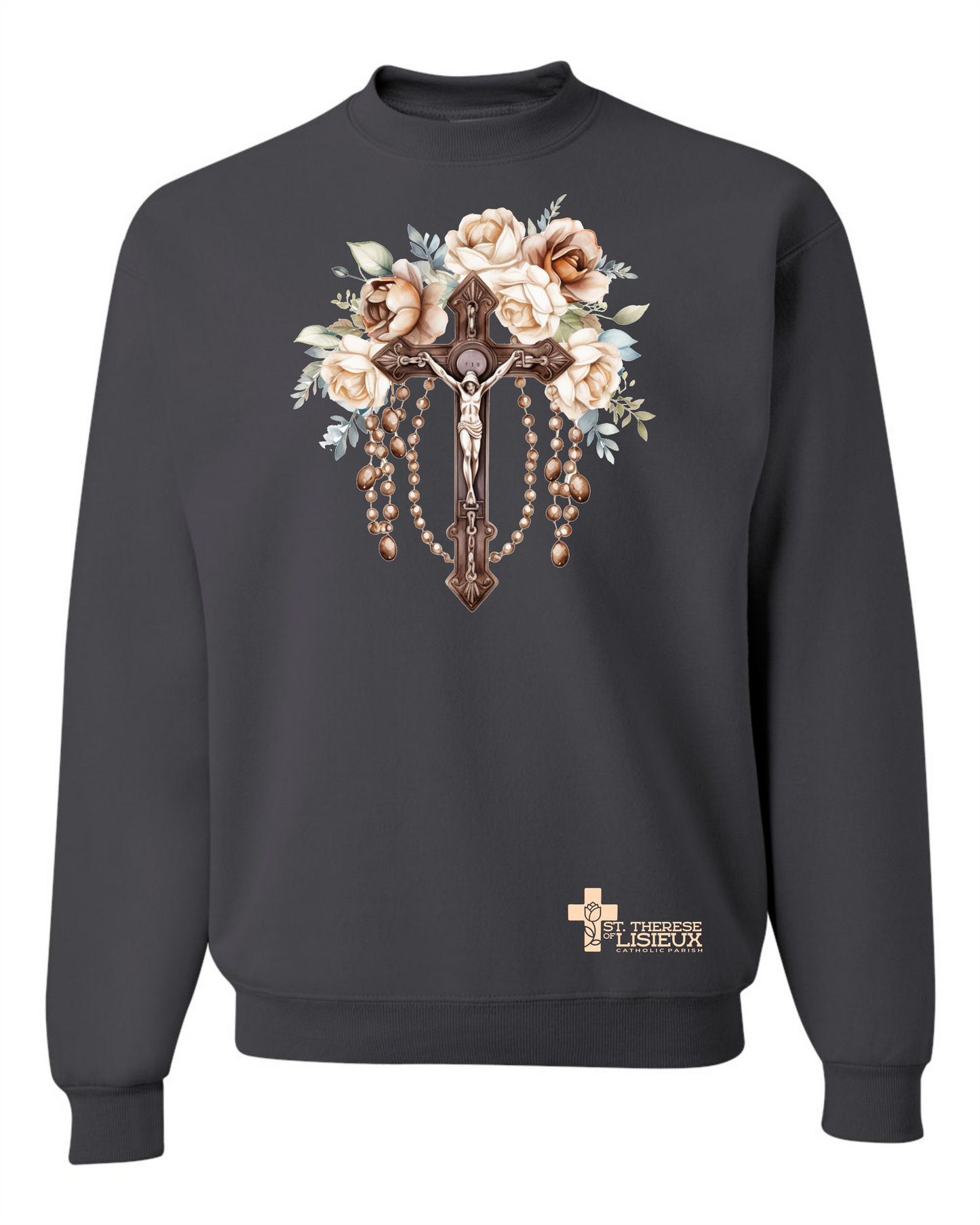 Crucifix with Roses Crewneck Sweatshirt