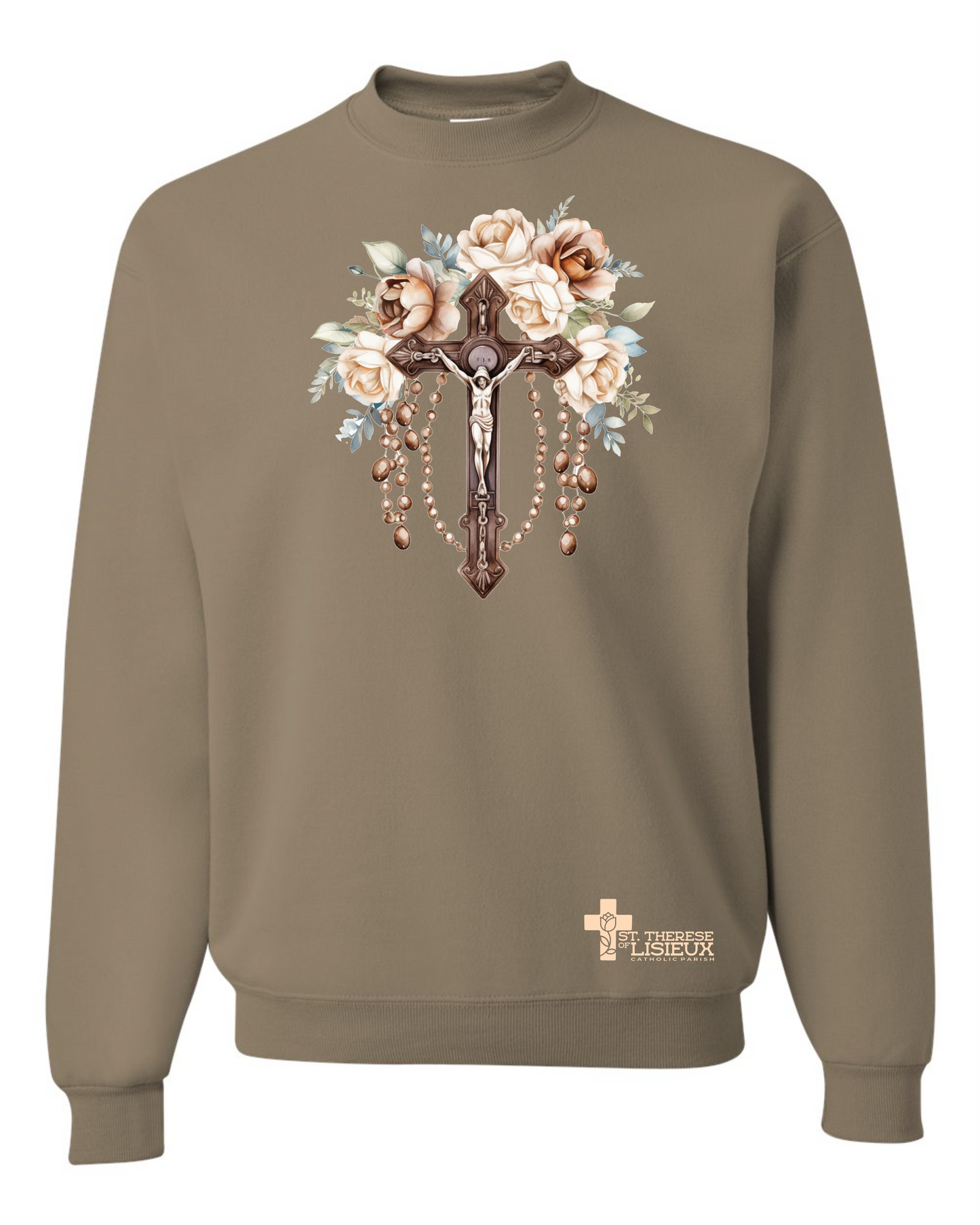 Crucifix with Roses Crewneck Sweatshirt