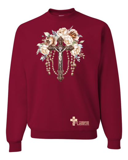 Crucifix with Roses Crewneck Sweatshirt